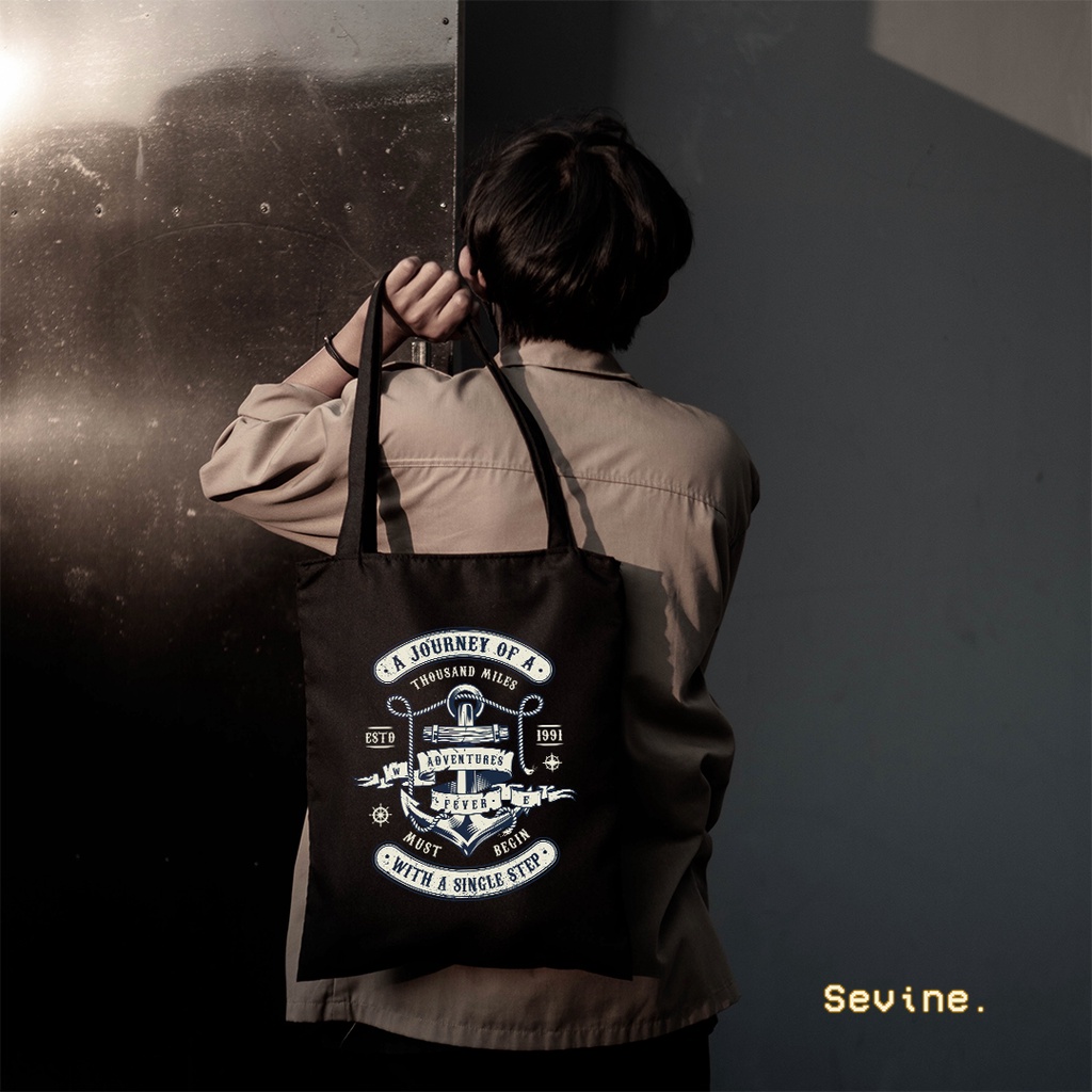 Sevine Totebag Tas Wanita Tote bag Resleting Laptop Vintage Retro Black Series Hitam - AVT1