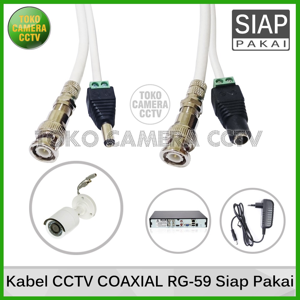 Kabel CCTV Coaxial RG59 Siamese Siap Pakai 25 Meter