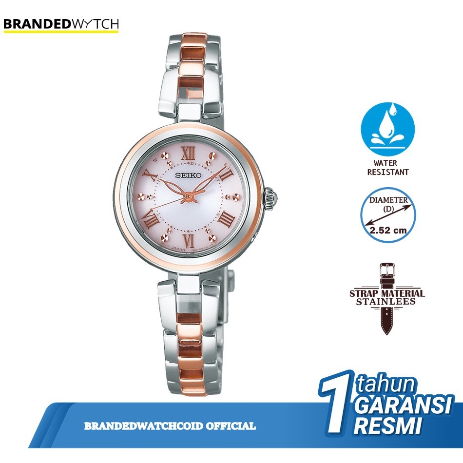 Seiko Solar Selection SWFH090J Silver Gold Stainless Steel Original/Jam Tangan Wanita Seiko SWFH090J