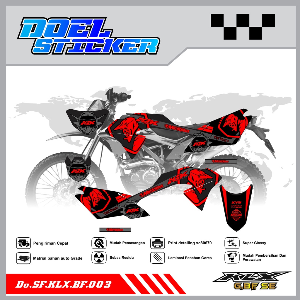 Sticker Striping Honda KLX 150 G , BF , SE Lama List Variasi Hologram , Crome Doel 003