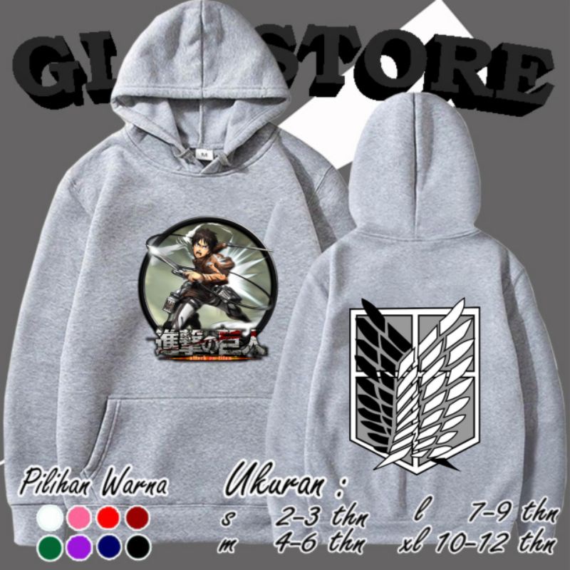 SWEATER HOODIE ANIME MANGGA ATTACK ON TITAN | HOODIE ANIME ANAK LAKI-LAKI/PEREMPUAN (UNISEX) | HOODI