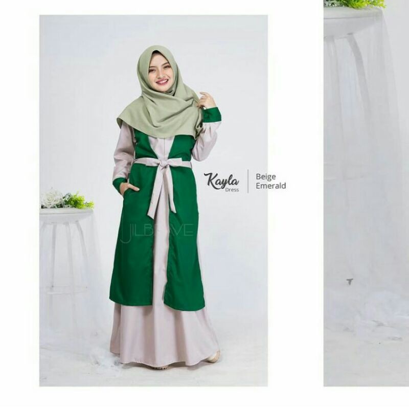 Jilbrave Gamis Beige Emerald Size XS Hijau