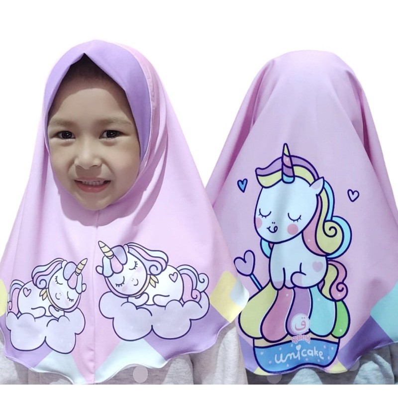 HIJAB INSTANT UNICAKE / HIJAB INSTANT UNUCORN CAKE / JILBAB ANAK KARAKTER LUCU /  HIJAB ANAK