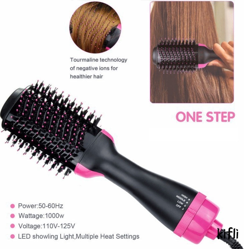 【Kifli】One Step Brush Hairdryer and Styler Sisir Pengering  Pelurus &amp; Curly Rambut Elektrik 3in1