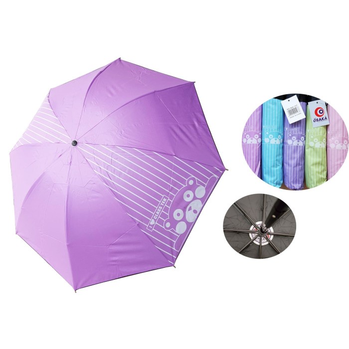 Jual Payung Lipat 4 Fancy Karakter Panda Bear ANTI UV merk OSAKA BW-107 - Hijau Murah