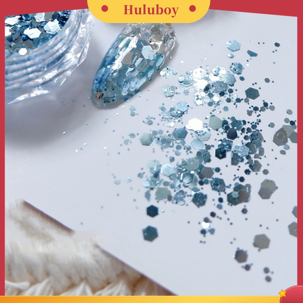 Huluboy Huluboy♡ 2pcs / Set Sequin Glitter Bentuk Hexagon Warna-Warni Untuk Dekorasi Nail Art