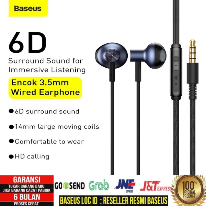 Baseus Headset Handsfree Encok 3.5mm Wired H19