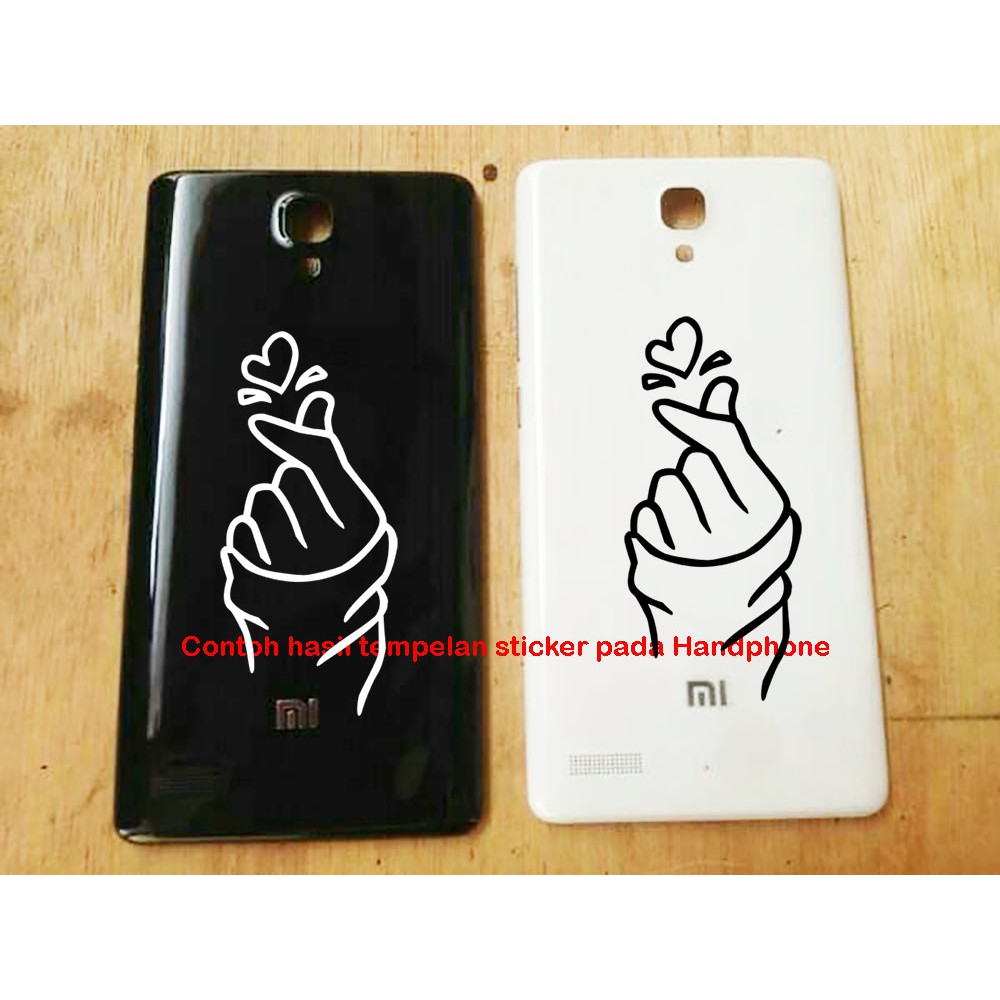 

Sticker HP Cutting Vinyl BTS Finger Heart 2 buah Hitam dan Putih