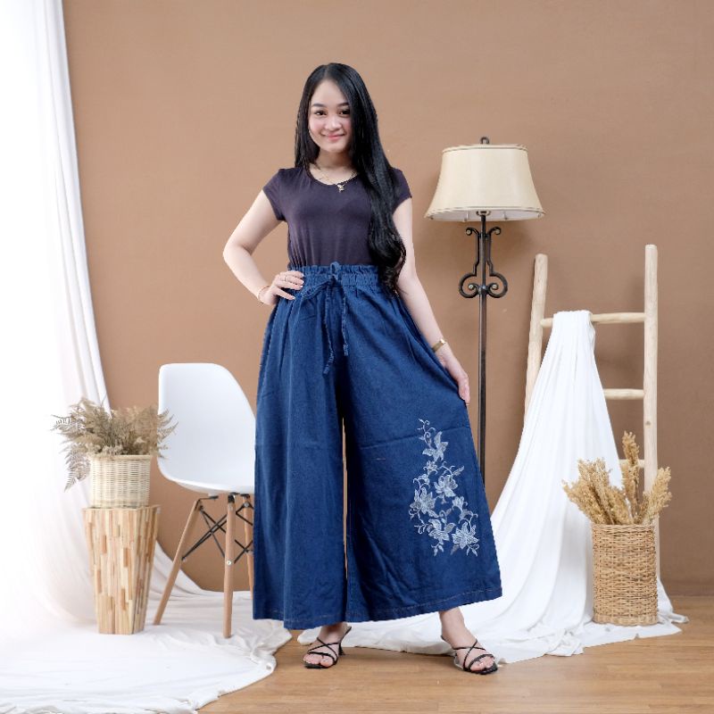 celana kulot jumbo bordir / celana bigsize /celana jeans jumbo / celana jeans bordir