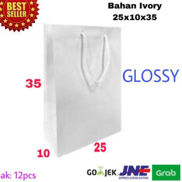 

CLF (PREMIUM) Paperbag Folio Putih 25x10x35 atau 22x7x32 ivory Glossy Tas Kertas Goodie Bag Tas Bela