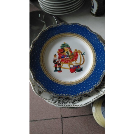 CHRISTMAS NATAL NUTRACKER SALAD PLATE PIRING KERAMIK SANGO MOTIF HIAS DEKOR NATAL
