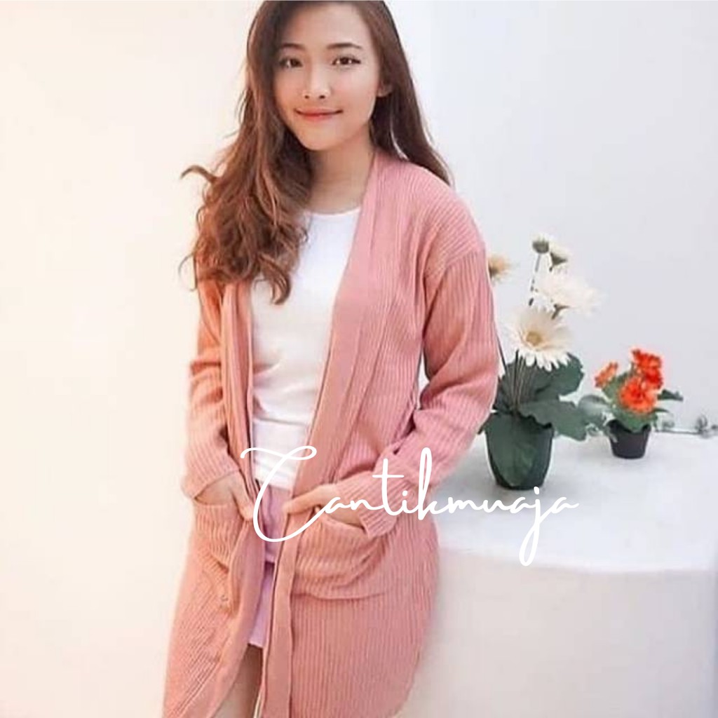 Long Cardigan Rajut Oversize Wanita Outer Rajut Polos Agatha Bahan Rajut Halus Berkualitas