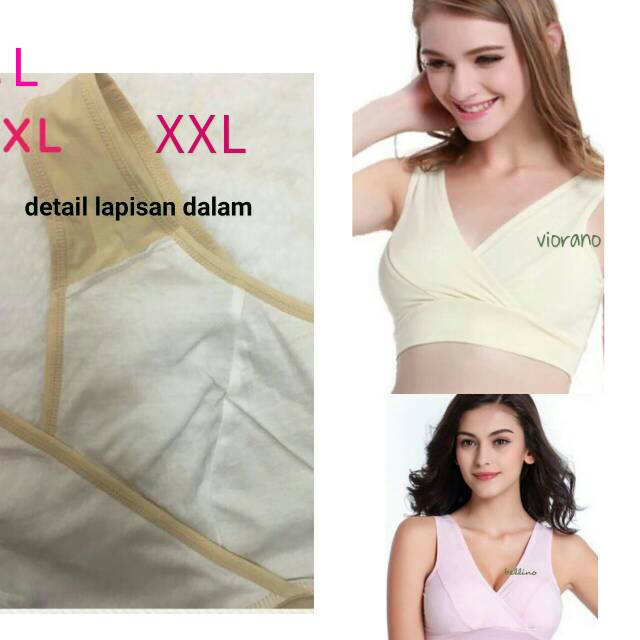 Bra Hamil Tanpa Kait Tanpa Busa Size L XL XXL / BH Menyusui Silang Polos Seperti Miniset Bra Menyusui Miniset