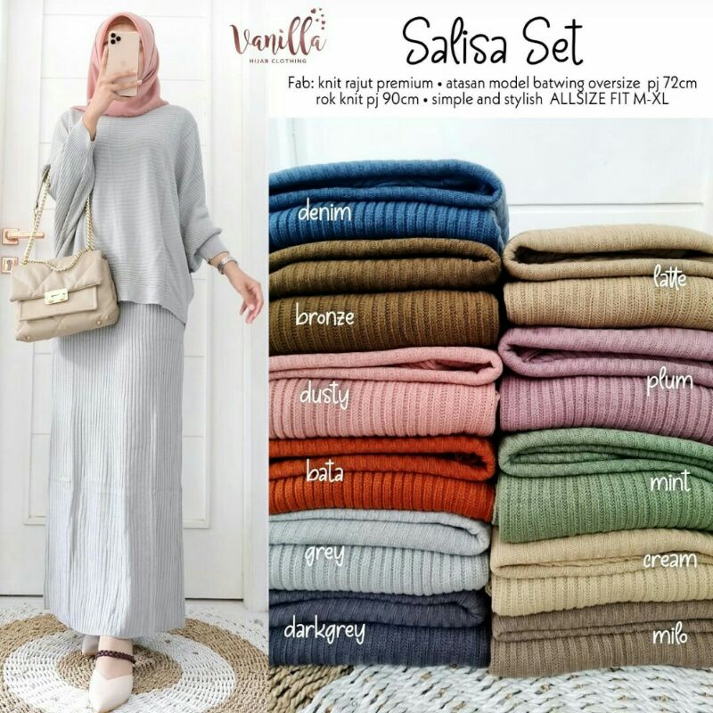 SALISA Set Rajut (top &amp; rok) II Vanilla