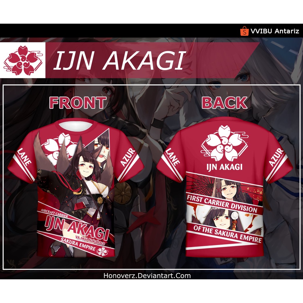 Kaos Fullprint Anime IJN Akagi Azur Lane