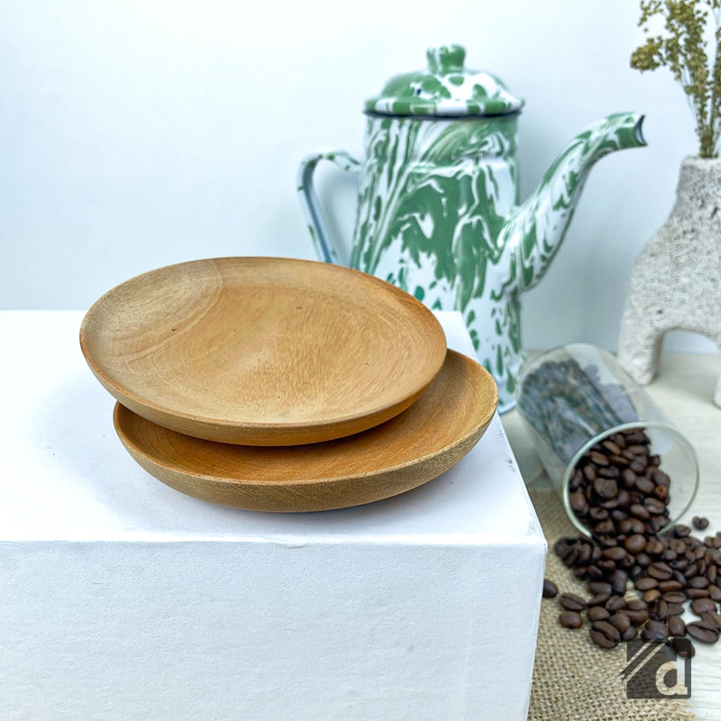 DADALALA Lepek Gelas Kayu / Alas Cangkir Aesthetic Bahan Kayu Mahoni Diameter 11 Cm