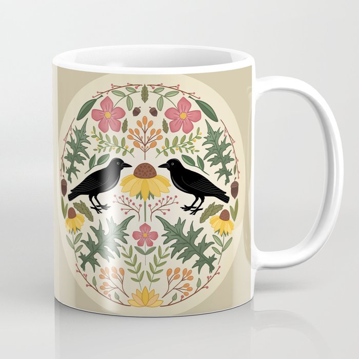 Mug crows wild roses thistles and sunflower
