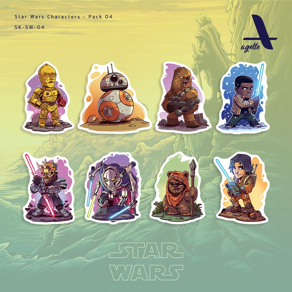 

8 PCS - Stiker Star Wars - 04 - Laminasi - Waterproof Sticker