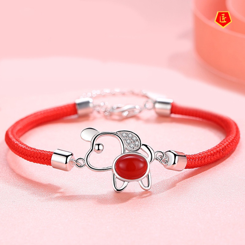 [Ready Stock]Red Rope Auspicious Red Agate 925 Silver Bracelet