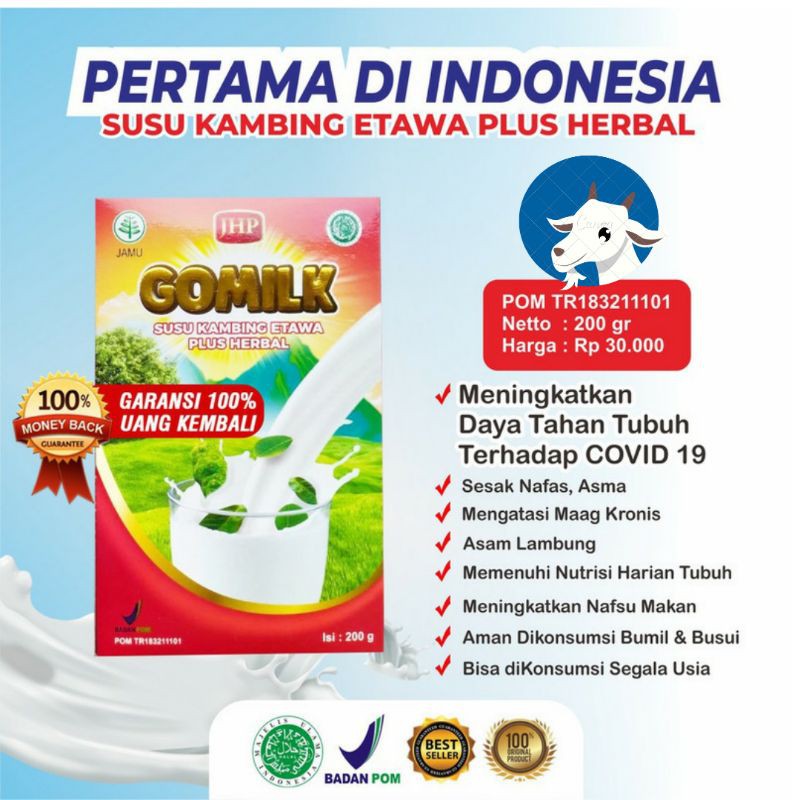 

[ SUSU SEHAT ] Gomilk Susu Kambing Etawa + Herbal Daun Salam, Daun Kelor dan Mengkudu