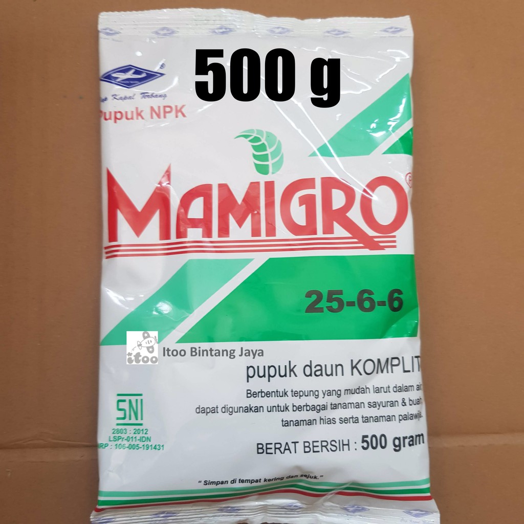 Pupuk Lengkap Mamigrow Hijau Daun 25 6 6 Kemasan 500 g