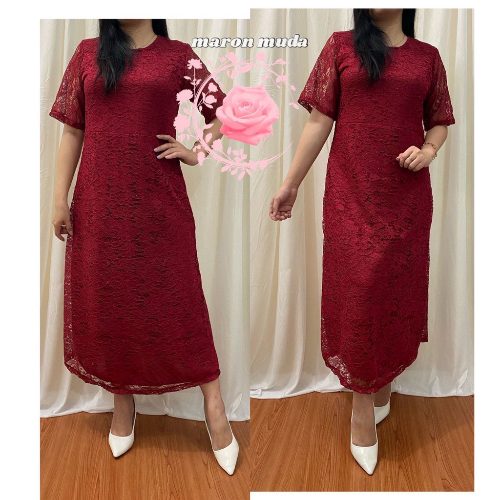 DRESS SERSI BRUKAT FASHION WANITA / GAUN PESTA / PAKAIAN ONDANGAN / SELTING BELAKANG