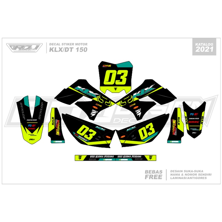 DECAL STIKER KLX 150 S (003) DEKAL STICKER DTRACKER 150 LAMA 2009 2010 2011 2012 2013 2014 2015 FULL