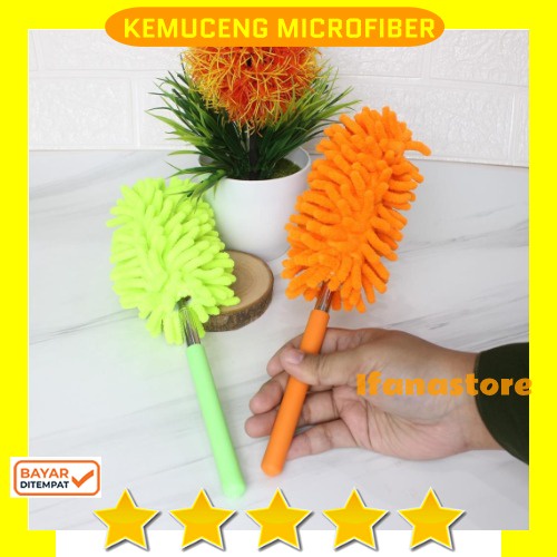 Kemoceng Microfiber Cendol Panjang Pendek Extendable Duster Microfiber Adjustable Debu Lengket Cuci / Kemocing / Kemuceng Pembersih Debu Microfiber Stainless