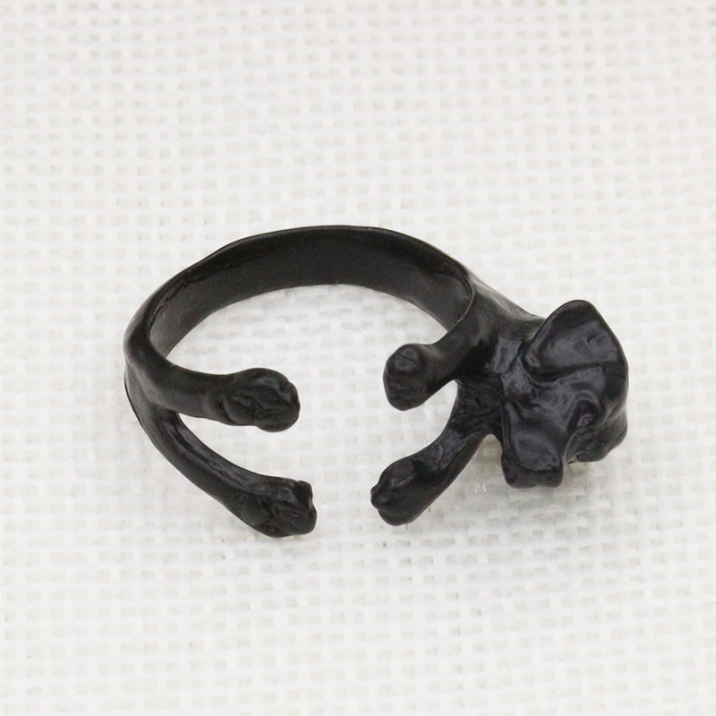 Cincin Bentuk Cakar Kucing Gaya Retro Korea Warna Hitam Metalik