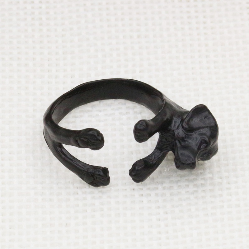 Cincin Model Terbuka Bahan Metal Desain Cakar Kucing Warna Hitam Gaya Vintagekorea Untuk Wanita