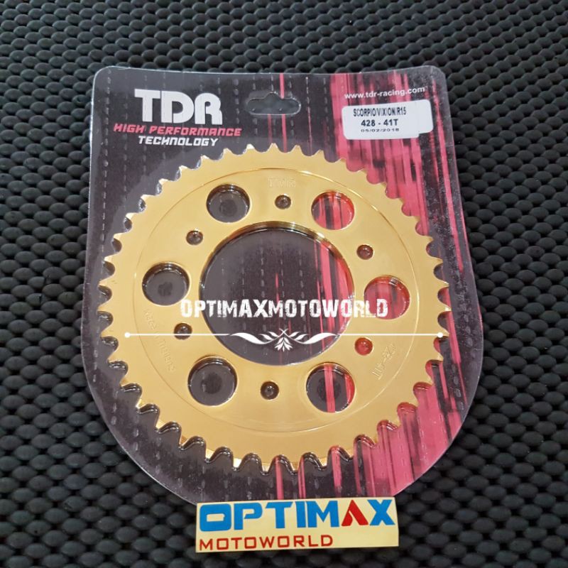 Gear Gir Belakang TDR Vixion R 15 Scorpio Gold Ukuran 428 40T 41T 44T Original