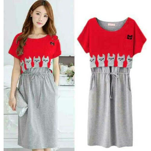 DRESS PESTA NATAL / GAUN PESTA REMAJA [DRESS CAT SL] dress wanita spandex merah 1UHH