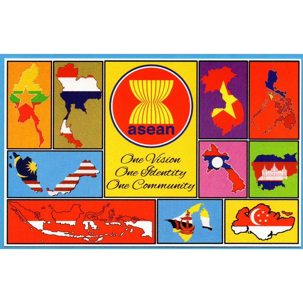 KARTUPOS / KARTU POS "FLAG AND MAP" - ASEAN