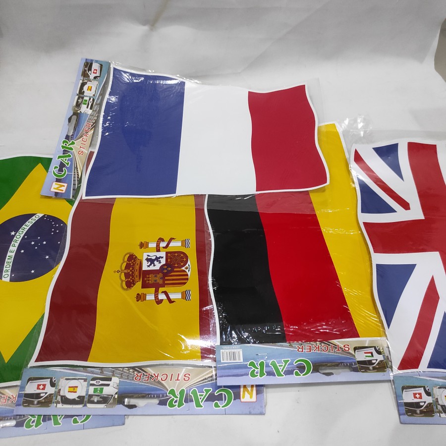 Tempelan Sticker Stiker mobil bendera negara inggris jerman brazil itali prancis portugal spanyol