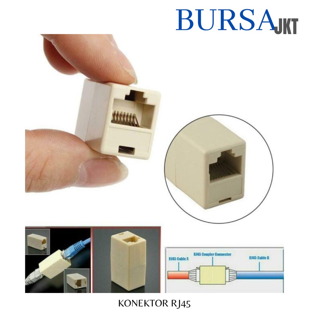 KONEKTOR SAMBUNGAN RJ45 CRIMPING CAT 5 CAT 5E CAT 6 FEMAIL TO FEMAIL RJ45 CREAM