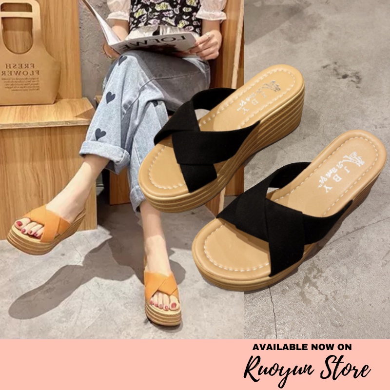 RYX - Dualie Sling Sandal Wedges Slip On Wanita Fashion Casual / Jalan Jalan - Ori Import