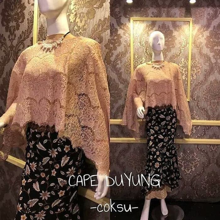 Set Cape Brukat Warna Milo Mix Duyung / Kebaya Modern