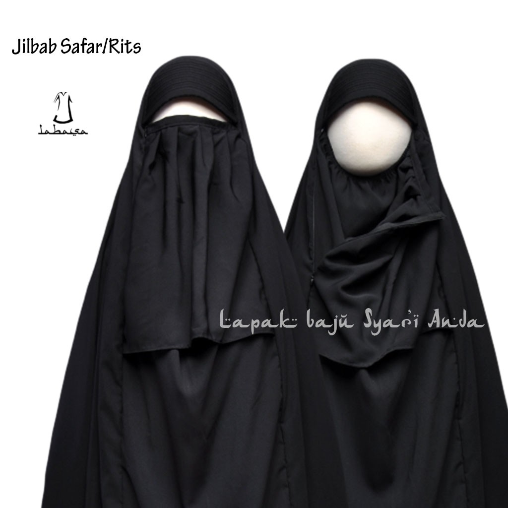 Labasa Jilbab Safar Non Purdah Size XL Sebetis Hitam | Jilbab Rits