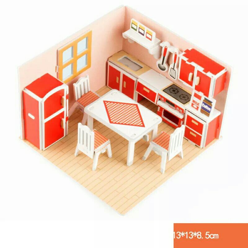 Mainan Edukasi Anak Puzzle 3D Miniatur DIY Jigsaw Kecil Part 5 Seri Interior Rumah/ Toko/ Cafe