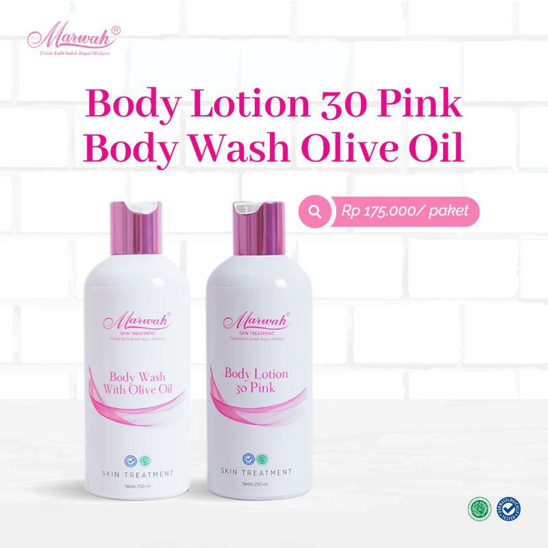 Body Lotion dan Body Wash with Olive Oil Marwah