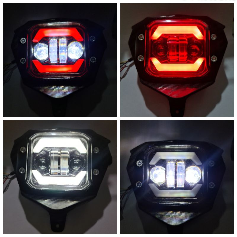 lampu depan crf led daymaker satu set cover lampu karbon pnp crf 150 / reflektor crf 150 new model bahan case besi kesing casing besi