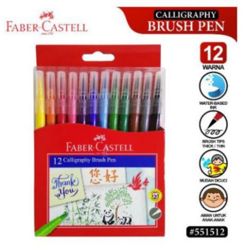 

CALLIGRAPHY BRUSH PEN FABER CASTELL 12 WARNA COLOR | SPIDOL KALIGRAFI | ISI 12 WARNA