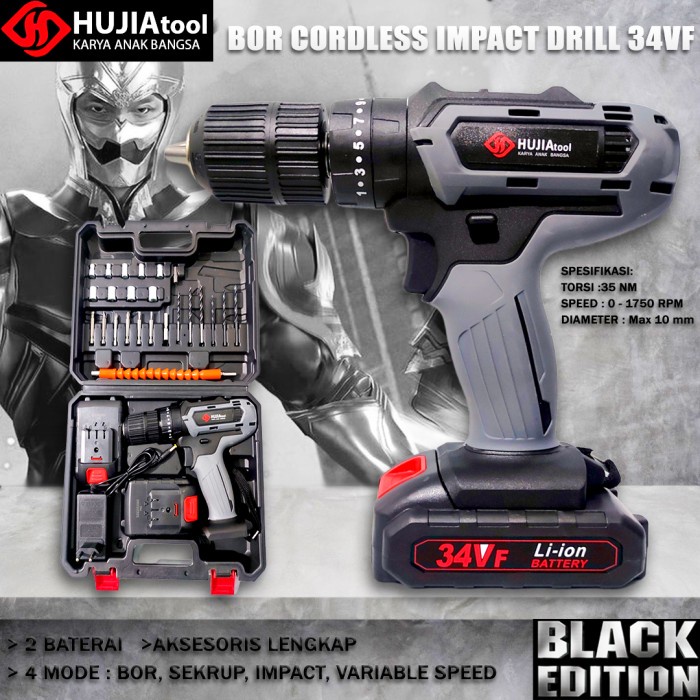 Promo Mesin Bor Baterai Cordless Impact Drill 32V Uchiha Ori Japan