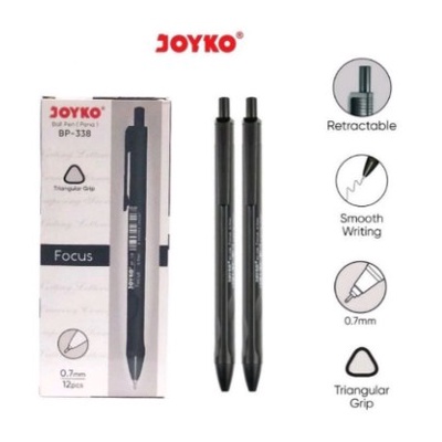 Ball Pen Pulpen Pena Joyko BP-338 Focus 0.7 mm Ballpen Triangular Grip