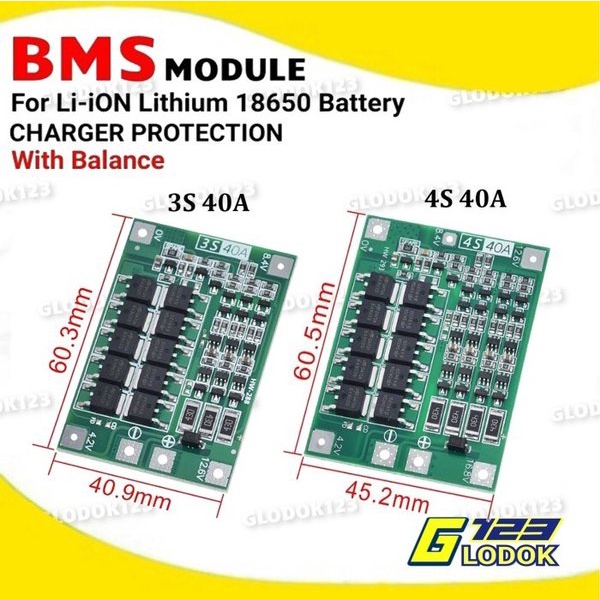 BMS 3S 4S 40A 3.7V Lithium Battery Balanced Charger Protection 18650