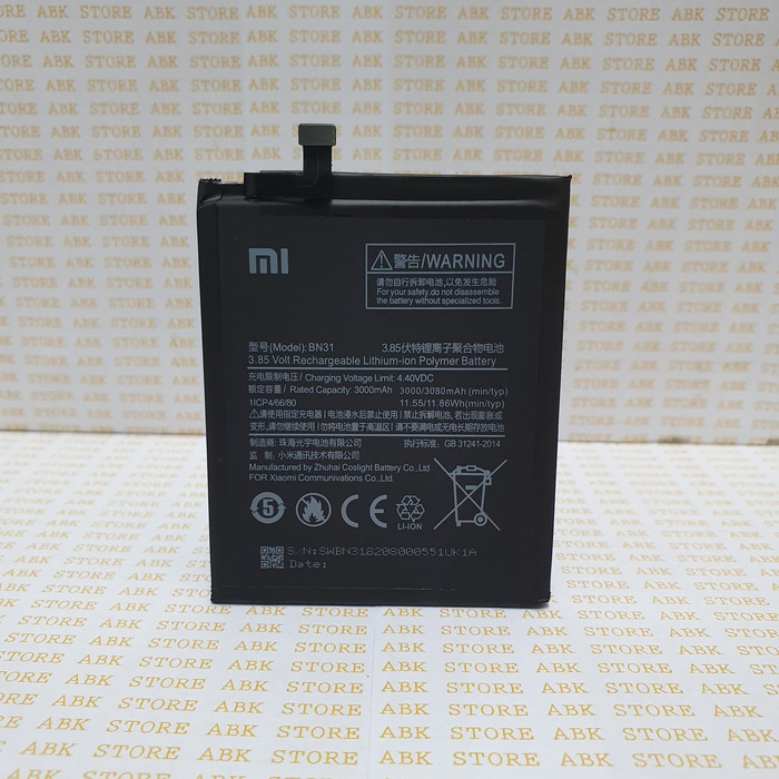 Batre Baterai Batere Battery Xiaomi Mi A1 Mi 5X Redmi Note 5A BN31 Ori