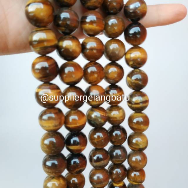 brown tiger eye biduri sepah cokelat mata singa 12mm natural akik