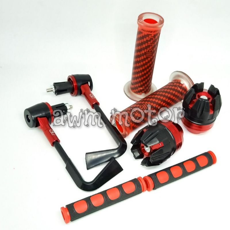 [PAKET STANG ACC 4 ITEM] Proguard L + Handgrip BAD Carbon + Jalu As Depan +Karet Handle Universal