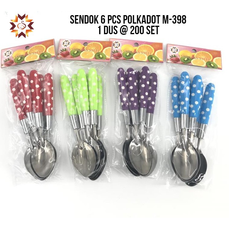 SENDOK POLKADOT ISI 6PC / sendok makan murah stainless