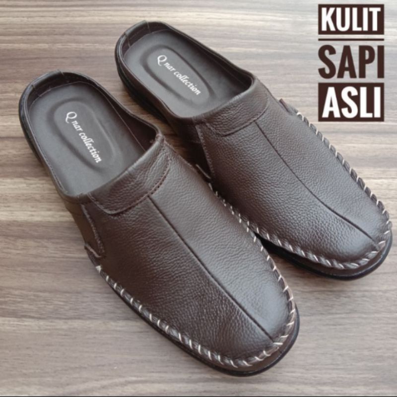 Sepatu sendal kulit asli.Bustong pria kekinian kulit asli